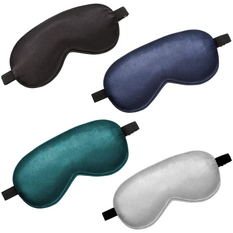 BBTO 4 Pack Silk Sleep Eye Mask, Black, Navy Blue, Dark Green, Gray - color: Black, Navy Blue, Dark Green, Gray