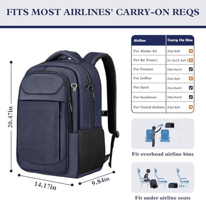 18.4" Large Laptop Backpack, Travel Backpack for Men Women, Blue - color: Blue, size: 18.4 Inch(45L)