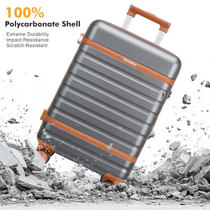 20" Carry On Luggage Set 3 Piece With Travel Backpack, YKK Zippers - color: Grey, size: 3 Piece Set (20inch)