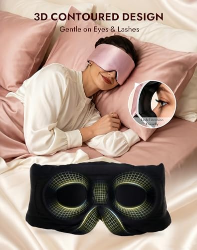 SilkSilky 22 Momme Mulberry Silk Sleep Mask for Side Sleepers, Pale Mauve - color: Pale Mauve