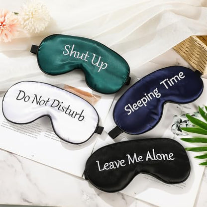 4 Pack Funny Eye Mask for Sleeping Blackout, Black, Green, Blue, White - color: Black, Green, Blue, White