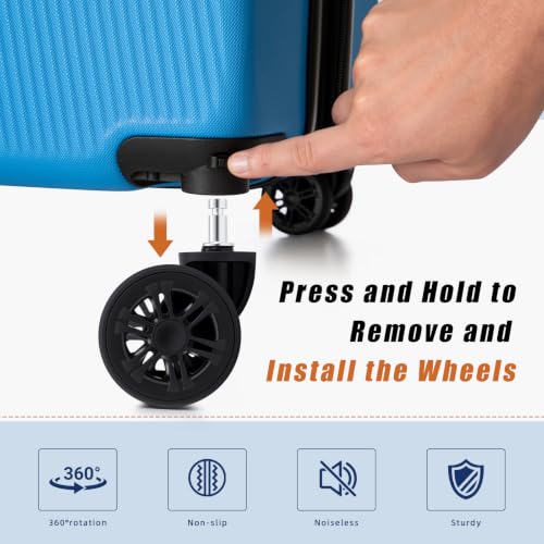5 Piece Hardshell Luggage Set TSA Lock Spinner Wheels IceBlue - color: IceBlue, size: 5 piece