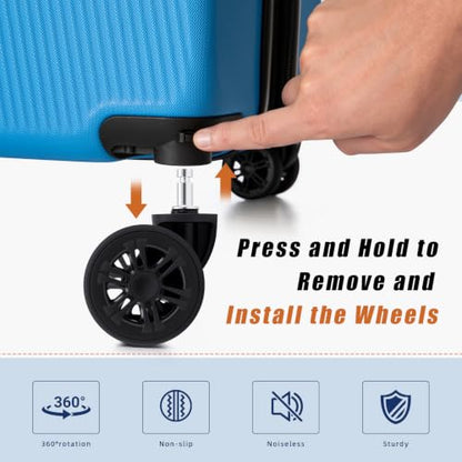 5 Piece Hardshell Luggage Set TSA Lock Spinner Wheels IceBlue - color: IceBlue, size: 5 piece