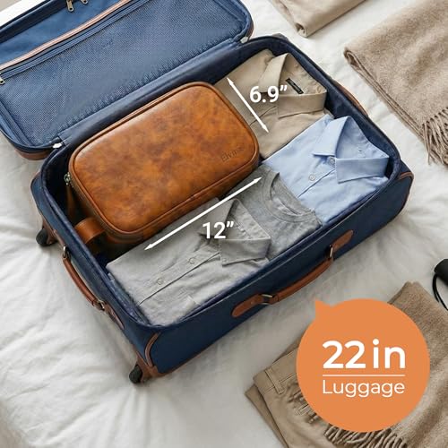 Elviros Toiletry Bag for Men PU Leather Shaving Dopp Kit (Large,Brown) - color: Brown, size: Large (Pack of 1)