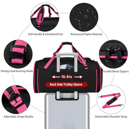 Convertible Garment Bag for Travel, 4-in-1 Backpack for Women Men, 3pcs 50L - color: C-Black Red