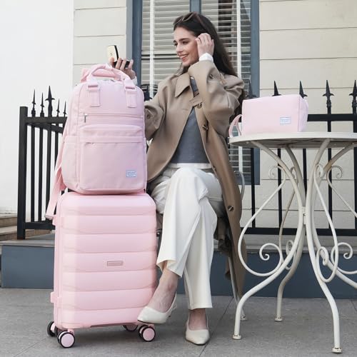 Luggage Sets 5 Pieces, Suitcase Set with Wheels, Suitcases for Women - color: Light Pink-5pcs, style: 5 Piece Set (Backpack)