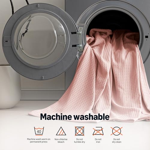 Amazon Basics Waffle 100% Viscose from Bamboo Blanket, King, Pink - color: Pink, size: King