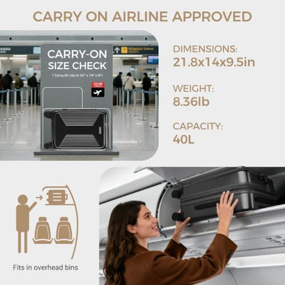Carry on Luggage Top opening Suitcases, Expandable with Cup Holder and USB Charging Port,Lightweight with Front Pocket Rolling Suitcases with Spinner Wheels - color: Dark Black