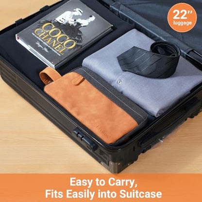 Elviros Toiletry Bag for Men, PU Leather Travel Dopp Kit, 2 Pack Gift Set - color: Dark Brown, size: 2 Piece
