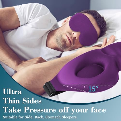 ZGGCD Sleep Mask for Side Sleeper, Light Blocking Eye Mask for Women Men - color: Purple