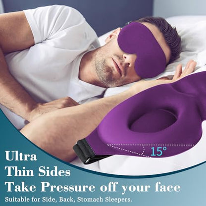 ZGGCD Sleep Mask for Side Sleeper, Light Blocking Eye Mask for Women Men - color: Purple