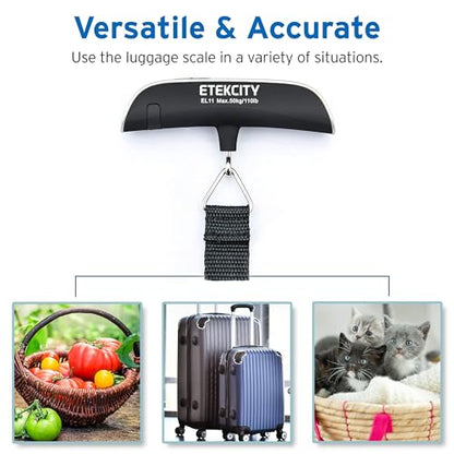 Etekcity Luggage Scale, Travel Essentials, Digital Suitcase Weight Scales for Travel Accessories, Hanging Baggage Scale with hook, 110 Pounds, Battery Included, Silver - color: Ash Silver
