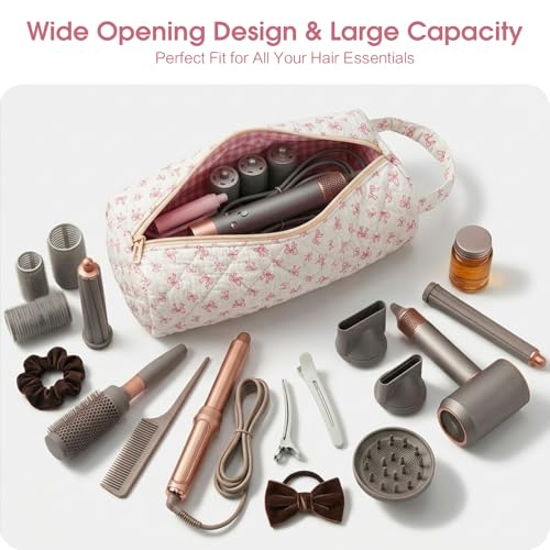 Hollow Bow Hair Tools Bag Compatible with Dyson Airwrap Shark FlexStyle - color: Hollow Bow Pattern