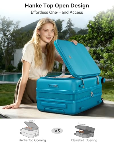 Hanke Expandable Medium Checked Luggage, 24 Inch Top Opening Suitcase - color: Caribbean Blue, size: 24 Inch EXT