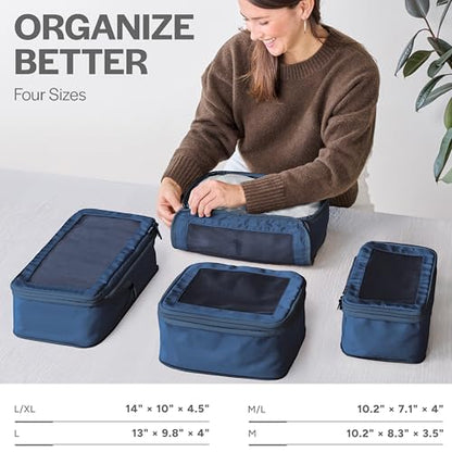 Aerotrunk Compression Packing Cubes for Travel, 4-Pack, Dark Blue - color: Dark Blue, size: 4-Pack
