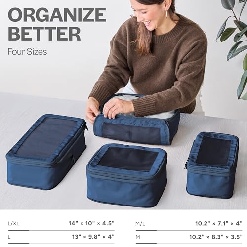 Aerotrunk Compression Packing Cubes for Travel, 4-Pack, Dark Blue - color: Dark Blue, size: 4-Pack