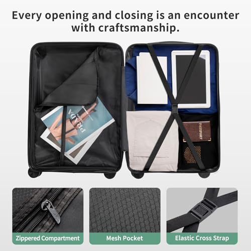 Karl home Luggage Sets 4 Piece, Dark Green, 16/20/24/28" - color: Dark Green, size: 4 Piece Set (16in/20in/24in/28in)