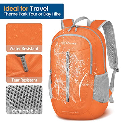 ZOMAKE Lightweight Packable Backpack 25L, Foldable Hiking Daypack - color: Orange a, size: 25L