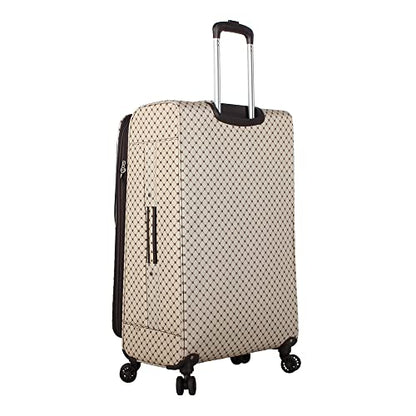 Steve Madden Designer Luggage - Checked Large 28 Inch Softside Suitcase - Expandable for Extra Packing Capacity - Lightweight Bag with Rolling Spinner Wheels (Noble Brown/Tan, 28in) - color: Noble Brown/Tan, size: 28 Inches