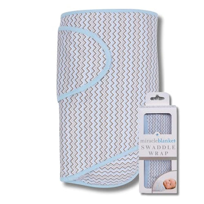 Miracle Blanket Swaddle Wrap, Newborn Baby Swaddle, Blue & Gray Chevron - color: Blue & Gray Chevron