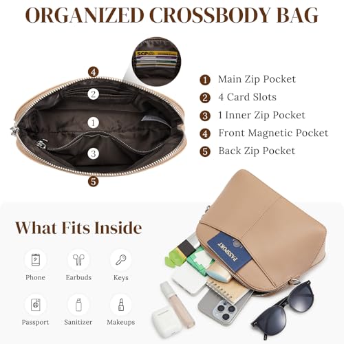 S-ZONE Small Crossbody Bags for Women Shoulder Purses Travel Everyday - color: Nude
