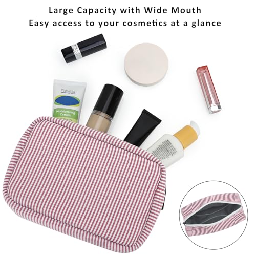 Stripe Travel Makeup Bag, Padded Cosmetic Pouch for Women, Red - color: Stripe Red