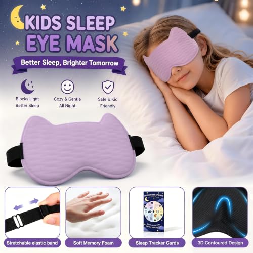 Kids Sleep Mask, 3D Contoured Kids Eye Mask for Sleeping - color: Purple