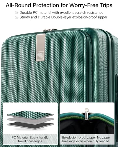 Hanke Top Opening Carry-On - Expandable 16 Inch Airline Approved Spinner - color: Blackish Green, size: 16 Inch Expandable