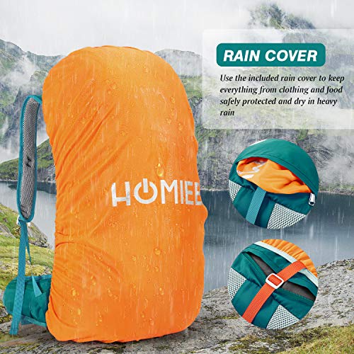 HOMIEE 50L Hiking Backpack Travel Bag Waterproof Camping Rucksack - color: Green