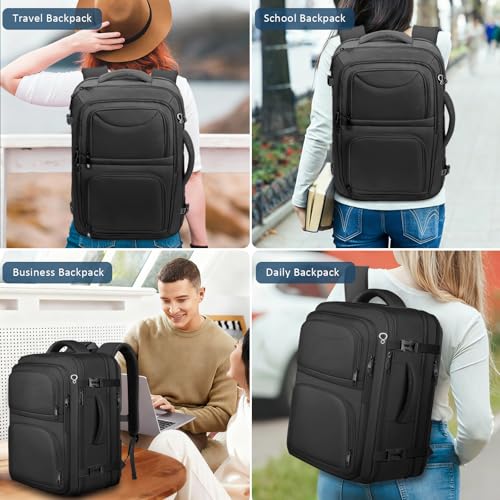 Travel Backpack for Men, TSA Carry On Backpack Flight Approved - color: Black, size: 17.3 Inch