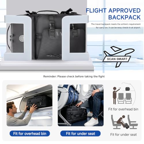SWICKY Travel Backpack for Men, 40L Carry On Backpack Flight Approved - color: Black, size: Large-40L