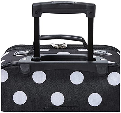 Rockland Fashion Softside Upright Luggage Set,Expandable, Telescopic Handle, Wheel, Black Dot, 2-Piece (14/19) - color: Black Dot, size: 2 Piece (19"/14" Tote)