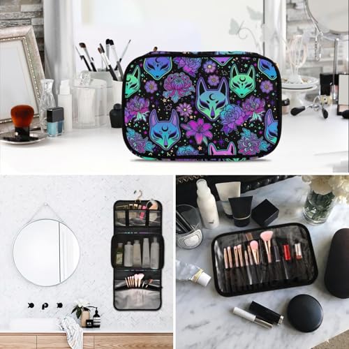 MNSRUU 3 PCS Toiletry Bag, Magic Fox with Camellia Hanging Makeup bag for Toiletries Travel Toiletry Organizer Bags Portable Clear Toiletry Kit - color: Pattern 06