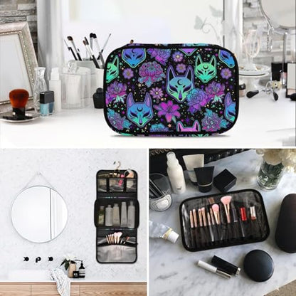 MNSRUU 3 PCS Toiletry Bag, Magic Fox with Camellia Hanging Makeup bag for Toiletries Travel Toiletry Organizer Bags Portable Clear Toiletry Kit - color: Pattern 06