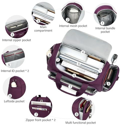 Hanke Small Underseat Carry On Luggage Bags for Travel with 10 Pockets. - color: Purple, size: Underseat Carry-On