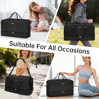 21" Weekender Bag Overnight Bag Travel Duffel Bag for Women - size: With J Makeup Bag