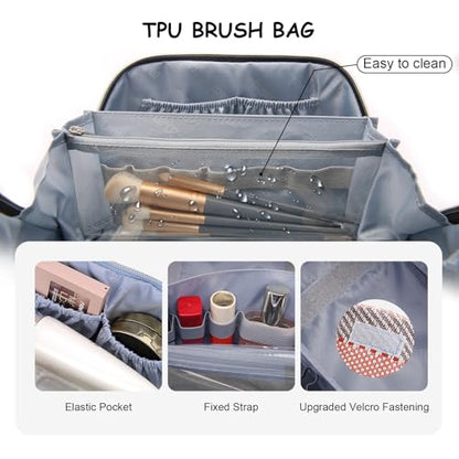 BOYATU Makeup Bag, Makeup Organizer, Toiletry Travel Bag for Women - Coffee - color: C-5-Coffee