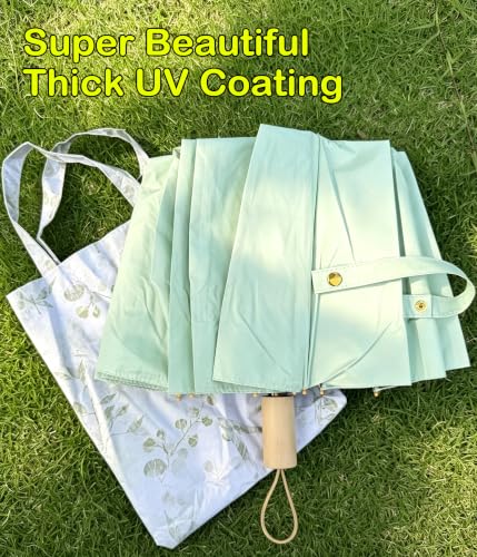 Sun Umbrella UV Protection Cute Windproof Walking Parasol for Women - color: Aqua-Liner-Maple