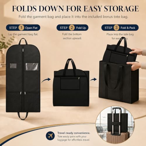 Mens Garment Bag Keeps Formalwear Organized with Suit Carrier for Travel - style: Garmentbag 43INCH 2 pack