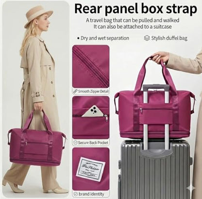 360° Spinner Wheel Duffel Bag, Rose Red - color: Rose Red