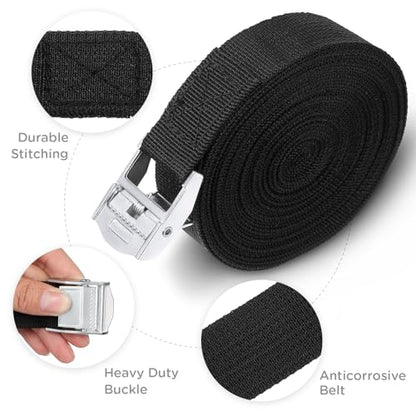Riakrum 20 Feet 15 Pcs Lashing Straps with Buckles, Adjustable, Black - color: Black, size: 20 Feet