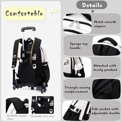 Girls Boys Rolling Backpack, Elementary Middle School Kids Bookbag Roller Backpack for Boys Girls with 2 Wheels, Brown - color: 2 Wheels-01-brown, style: 2 Wheels