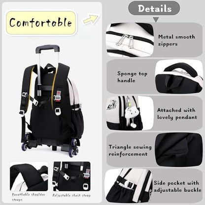 Girls Boys Rolling Backpack, Elementary Middle School Kids Bookbag Roller Backpack for Boys Girls with 2 Wheels, Brown - color: 2 Wheels-01-brown, style: 2 Wheels