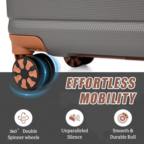 Cosbarn Luggage Sets 5 Piece, Hardshell Suitcases with Wheels, TSA Lock - color: Grey