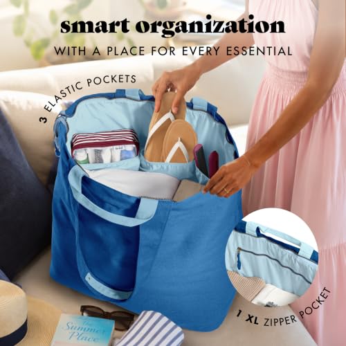 Fit & Fresh All The Things XL Beach Bag for Women, Oversized Travel Tote - color: Cobalt