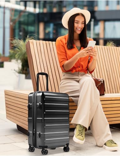 Tolino Carry on Luggage 20 Inch Expandable Suitcases with Wheels - color: Cyber Blcak, size: S(20 In Carry-on)