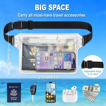 Waterproof Fanny Pack, Dry Bag Phone Pouch for Beach Swimming Kayaking - color: Clear+Clear