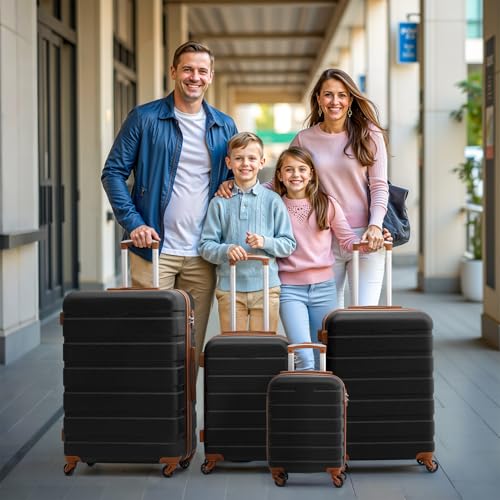 Coolife Luggage Set, Lightweight Durable Hardshell, 4 piece, Blue - color: Family Set-Blue
