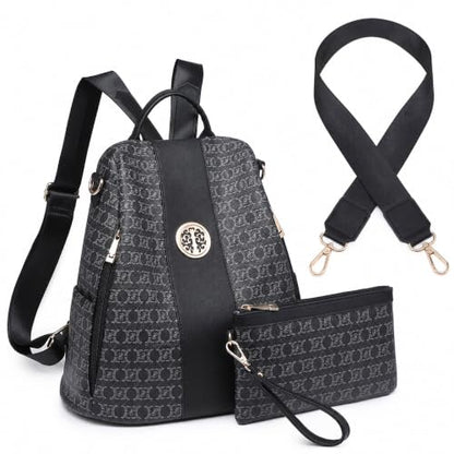 Women Backpack Purse Anti Theft Convertible Leather Travel Shoulder Bag - color: 0-black