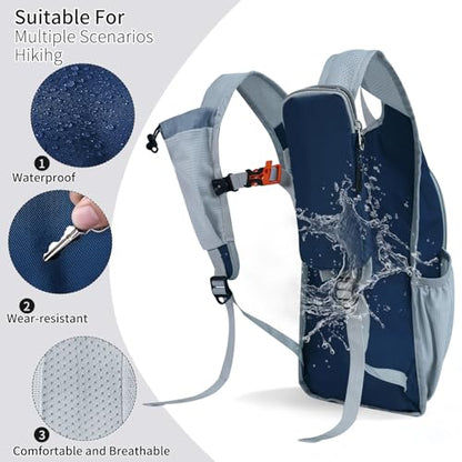 Small Hiking Backpack Packable Lightweight for Women Men - color: Navy Blue, size: 10L